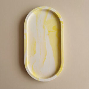 Plateau Oval en Jesmonite - vide-poche - Jaune