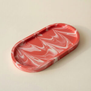 Plateau Oval en Jesmonite - vide-poche - Rouge