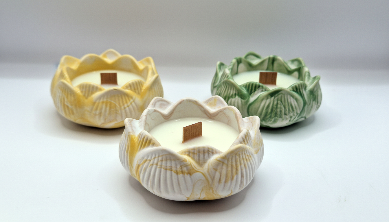 Bougie Fleur de Lotus en Jesmonite – Image 6